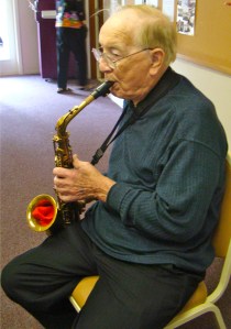 jack playing his sax - stewart hall