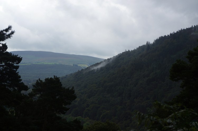 view from heading up a Glendalough Valley mountain