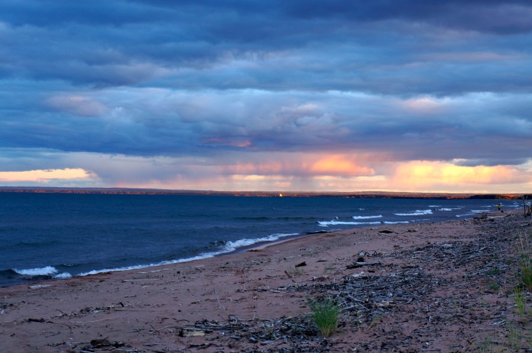 light of the setting sun over Lake Superior