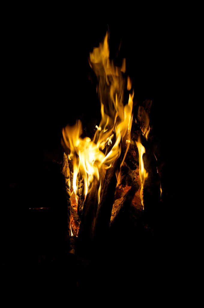 flames of tonight's driftwood bonfire