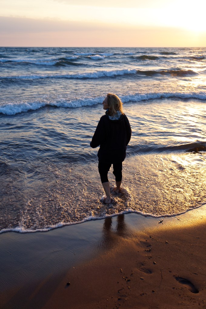 Patricia's toes in the water