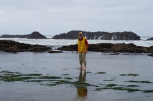 Phil's feet in the tidal waters of the Pacific