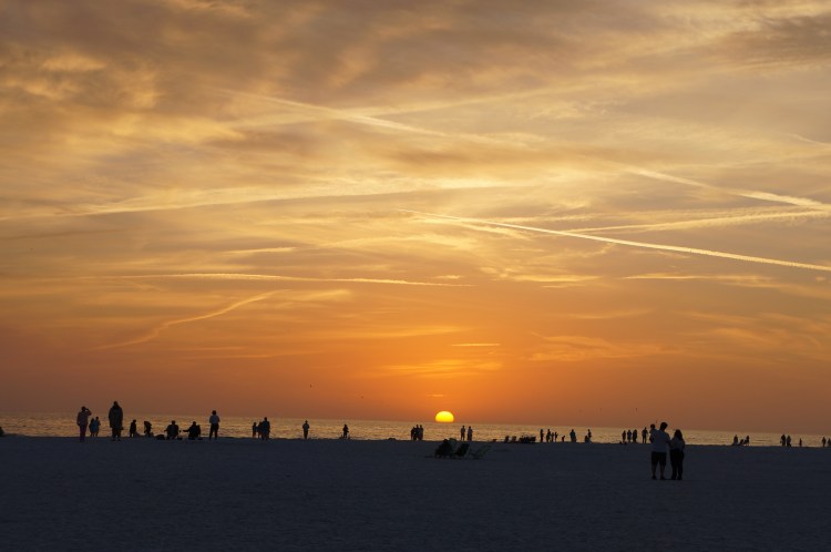 sunset at the Siesta beach labyrinth on February 19